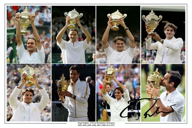 Roger Federer Signed Photo Print Autograph 8 Time Wimbledon Tennis Champion