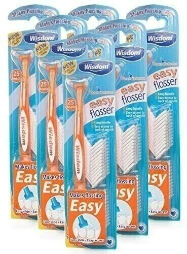 Wisdom Easy Floss Daily Flosser 6 Packs 25 Disposable Heads Easy Blister