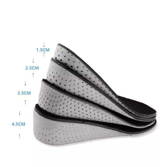 Unisex Shoe Lift Height Increase Heel Insoles Insert Taller Full 1.5-4.5cm