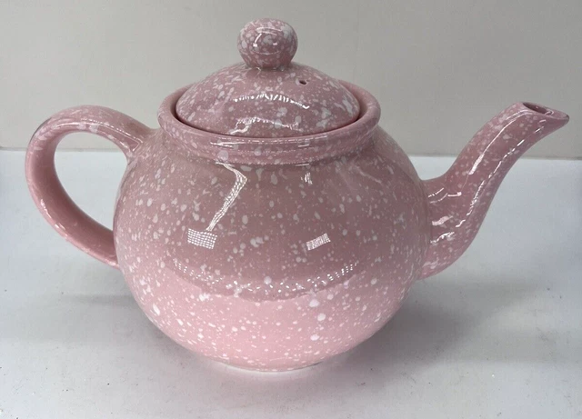 Teapot unmarked Pink Cherry Blossoms Speckled pink Ceramic 42oz Large Tea Pot