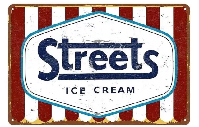 Tin Sign Streets Ice Cream Bar Man Cave Shed Metal Garage Rustic Vintage Look