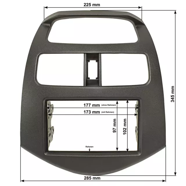 Doppel DIN Radioblende passend für Chevrolet Spark Daewoo Matiz Creative Rahmen 2