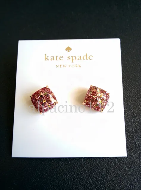 ~Kate Spade New York Rose Gold Glitter Mini Small Square Stud Earrings~