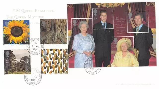 2000 Queen Mother - RM - Windsor Great Park CDS - Doubled with Tree & Leaf Issue