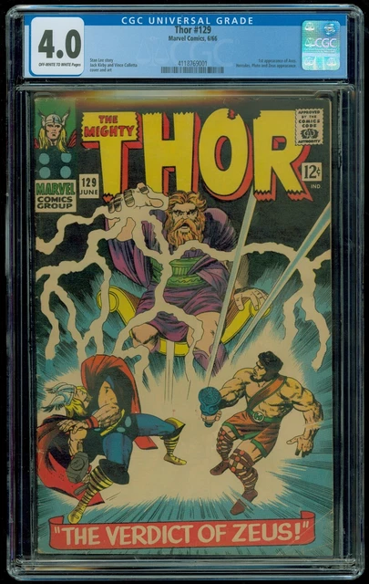 The Mighty Thor #129 CGC Graded 4.0 1966 Marvel Comics 1st app. Ares.  Stan Lee