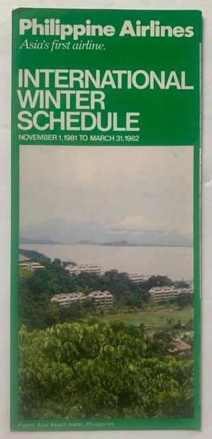 VINTAGE 1981-1982 PHILIPPINE Airlines Timetable International Schedule ...