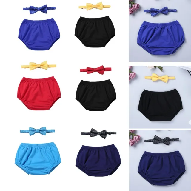 Baby Boys Outfits First Birthday Diaper Cover Bloomers+Bow Tie Photo Props Set