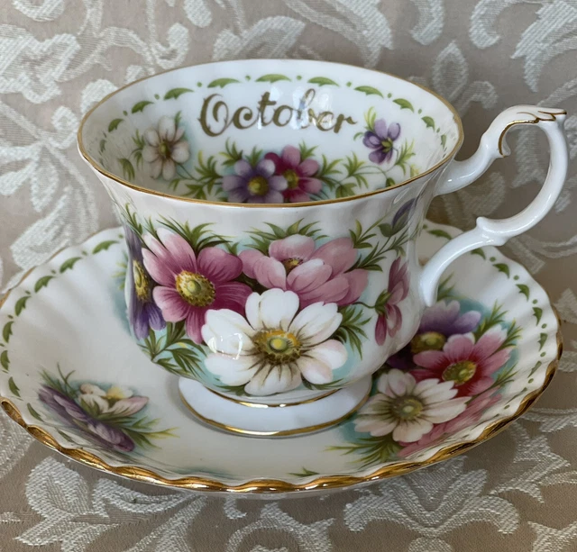 Royal Albert Flower of The Month Series October Cosmos Floral Cup/saucer Royal Albert Flower of The Month Series October Cosmos Floral Cup/saucer