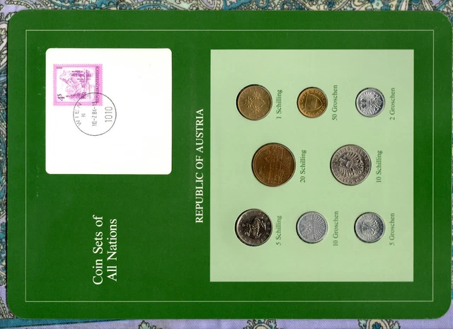 Coin Sets of All Nations Austria w/card UNC All 1984 but 2 Groschen 1982