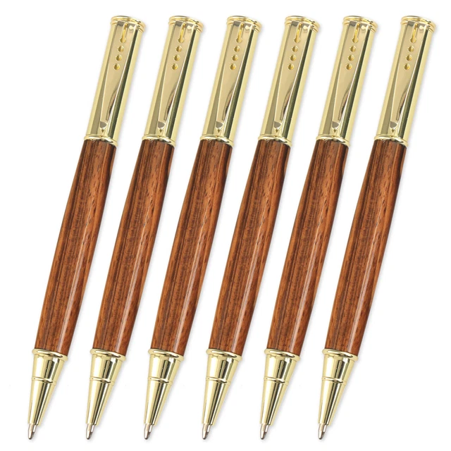 Kit de bolígrafos Wordsmith, acabado dorado, paquete de 6, torneado de madera heredado