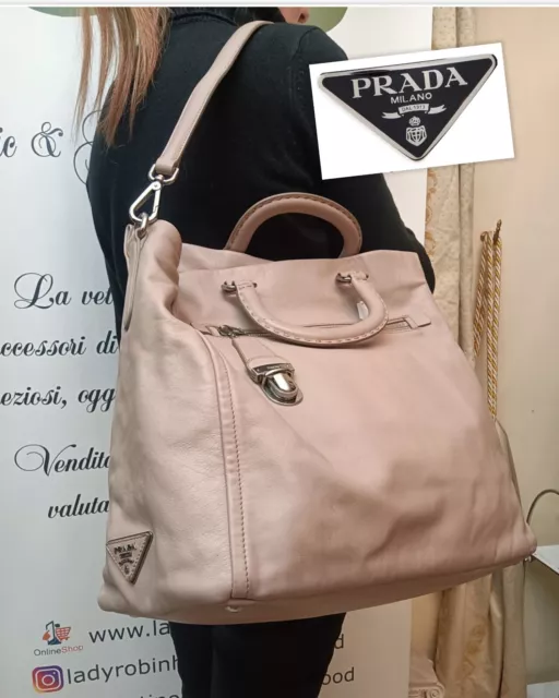 Prada Borsa Shopping Bn1939 Soft Calf Lux Tote Bag Large Grigio Pomice