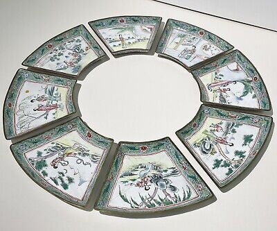 Set of 8 Antique Late 18th Early 19th Century Canton Enamel Sweet Meat Plates