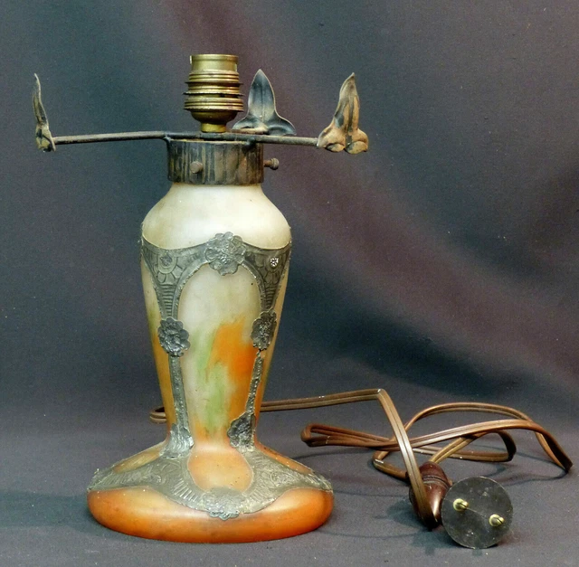 C 1900 pied lampe art nouveau déco GERARD MULLER Nancy 25c pate verre Daum gallé