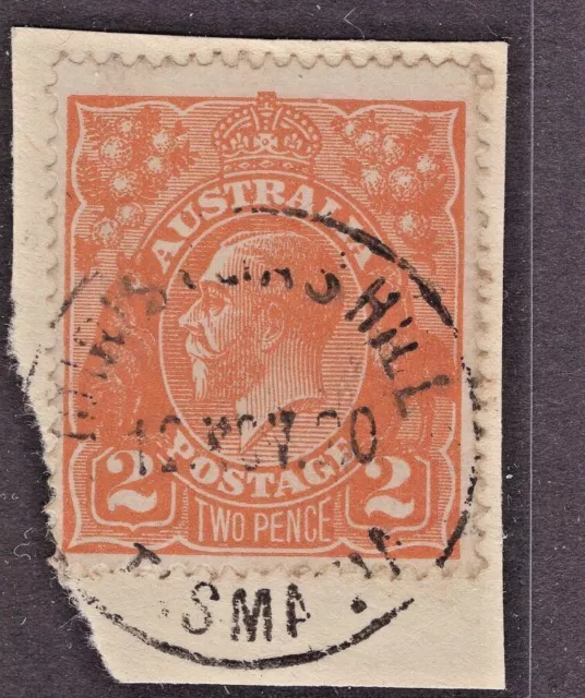 Tasmania nice CHRISTMAS HILLS postmark on KGV piece rated 3R by Hardinge