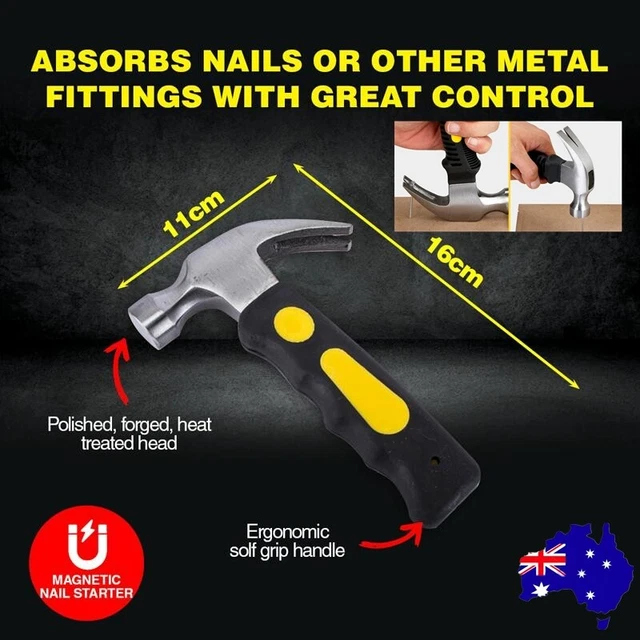 Carbon Steel Magnetic Nail Starter Framing Claw Hammer Soft Grip Handle  Stubby