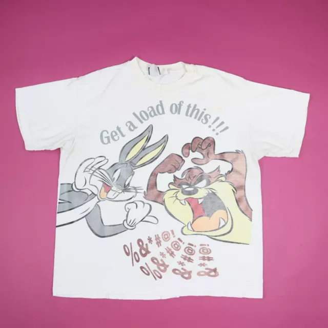 VINTAGE LOONEY TUNES Bugs Bunny Taz Big Print T-Shirt Single Stitch ...