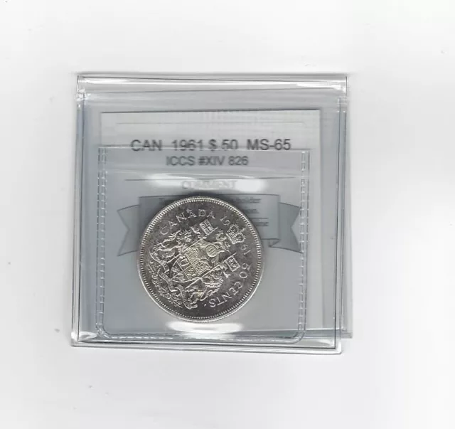 1961  Coin Mart Graded Canadian Silver 50 Cent, **MS-65** ICCS # XIV 826