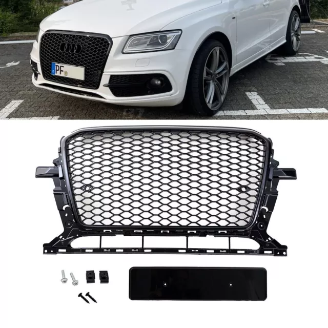 Calandre Design en Nid D'Abeille Grille Noir Brillant Complet pour Audi Q5 8R