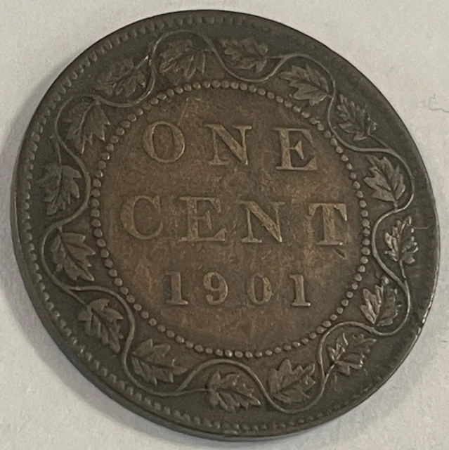 1901 Canada Large Cent One Coin Rare Canadian 1 Penny Queen Victoria Bronze KM#7