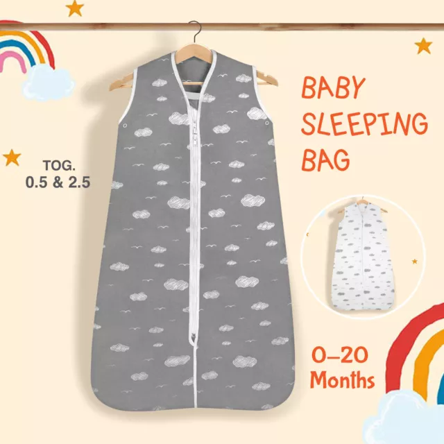Toddler Baby Sleeping Bag 0.5-2.5 Quilt Tog Soft Cotton Breathable Sleep Sack