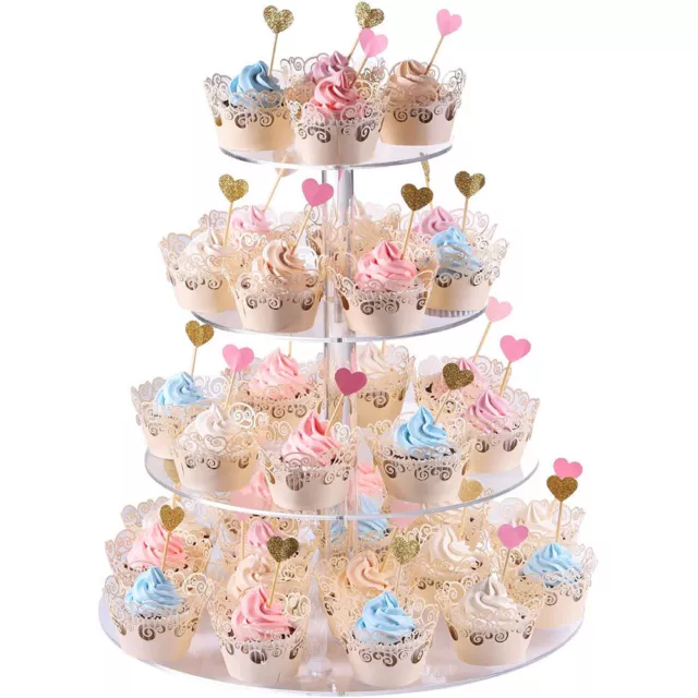 Cupcake Display Stand Rack Wedding Party Cake Holder Clear 4/5/6 Tier Round UK