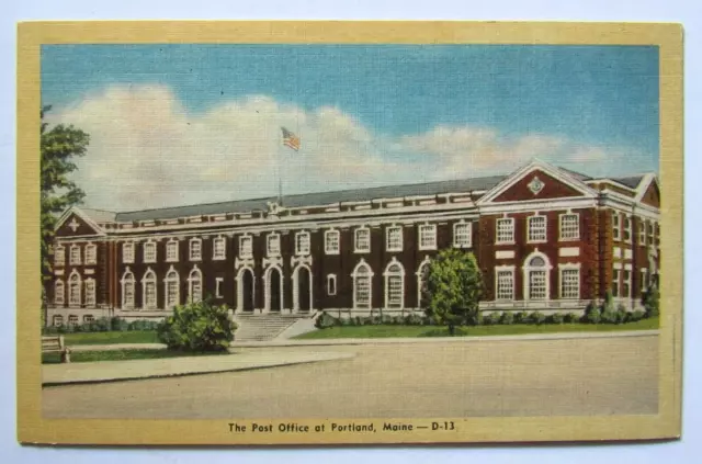 Portland Maine Post Office Street View Postcard