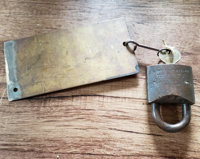 Vtg Mining Explosive Powder House Brass Key Tag Pad Lock Gold Mine 2