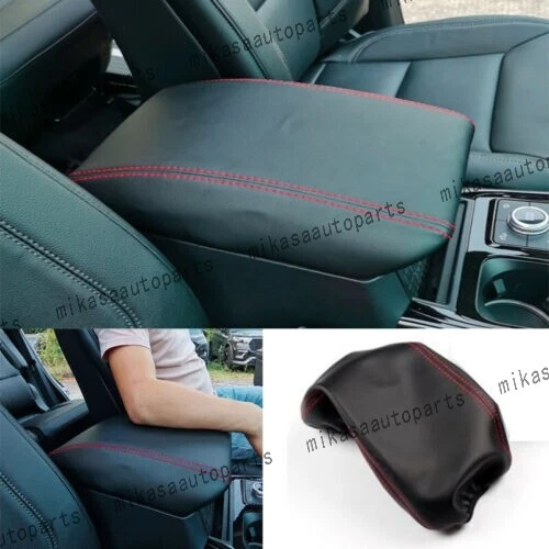 Black Leather Central Console Armrest Box Cover Trim For Ford Explorer 2020-2023