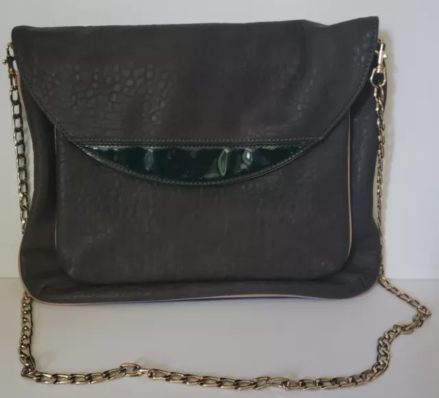 DEUX LUX TATE Clutch Purse with Chain Strap Faux-Leather Flap Olive Green  NEW $40.00 - PicClick