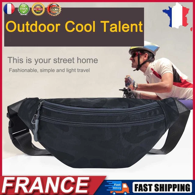 Outdoor Waist Bag Sports Men Shoulder Messenger Bag Pouch (Camouflage Noir) fr