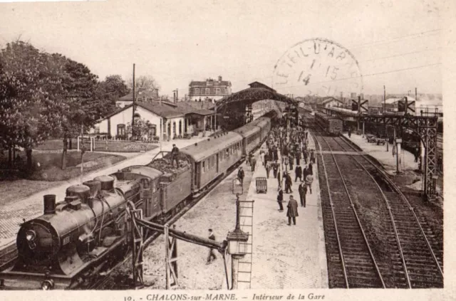 51  Cpa Animee 1939  Châlons Sur Marne Interieur De La Gare