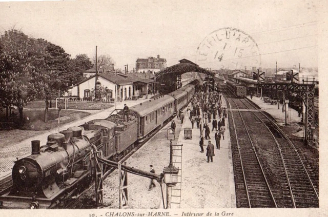 51  Cpa Animee 1939  Châlons Sur Marne Interieur De La Gare
