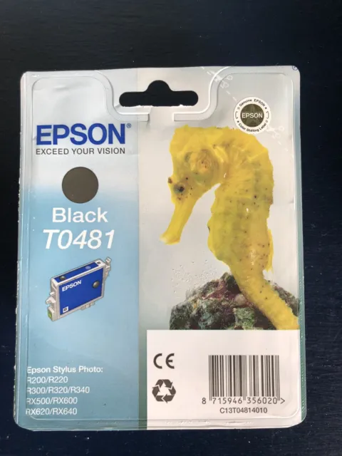 GENUINE AUTHENTIC EPSON T0481 BLACK INK CARTRIDGE Seahorse