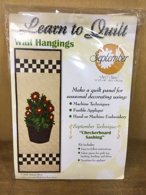 Learn To Quilt Roberta Elliott 2008 nuevo de lote antiguo septiembre panel colgante de pared floral para madres