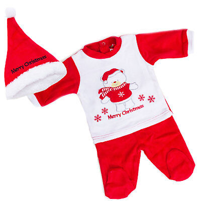 Completo Bambino neonato 3 pezzi pantaloni Natale cappello ciniglia XNO-804