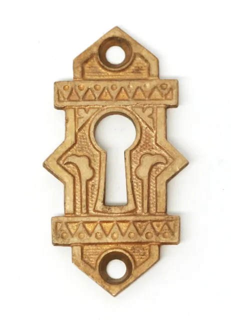 Antique 2.375 in. Polished Eastlake Brass Door Keyhole Cover Plate