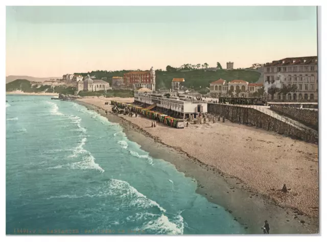 España, Santander-Sardinero, La Playa Vintage albumen print,  photochromie, vi