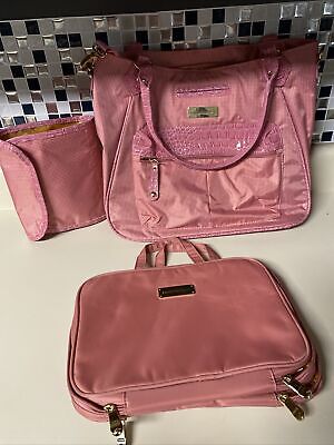 Samantha Brown Dusty Rose Underseat Carry On Luggage Toiletry Cosmetic 3pc Set