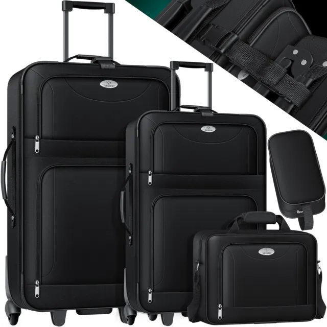 RETOURE Trolley Kofferset Black Reisekoffer Set  mit Rollen 4er Set Black