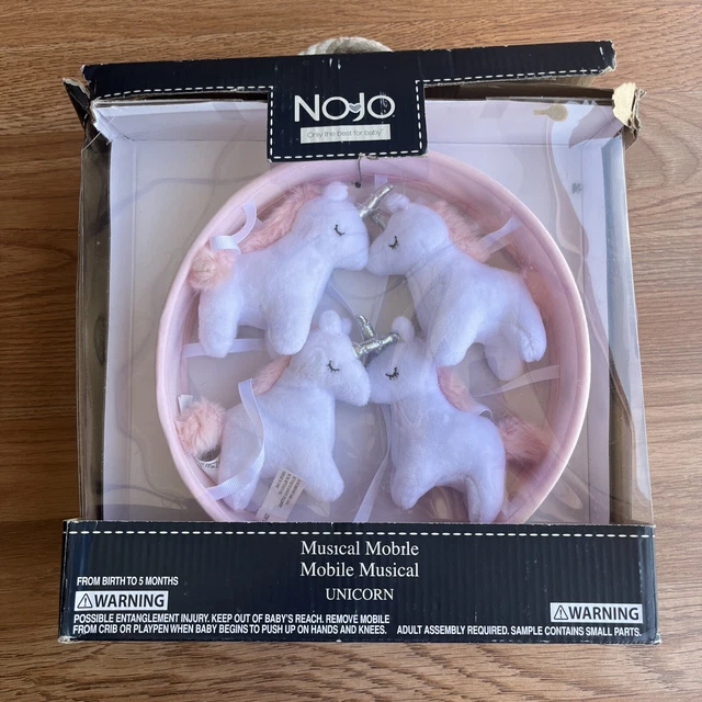 NoJo Pink Unicorn Musical Crib Mobile Plays Brahms Lullaby NEW
