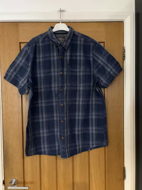 Men’s Fat Face Blue Checked Linen/Cotton Classic Fit Shirt Size L