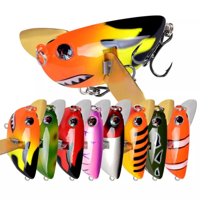 8x Topwater Whopper Popper Bass Fishing Lures with Wing Trout Floating Baits