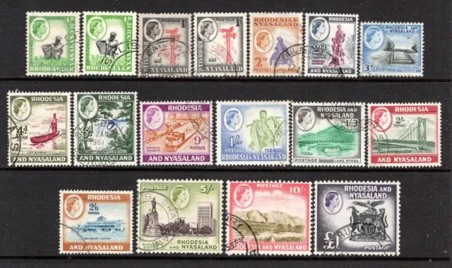 (562)  Rhodesia & Nyasaland QE2 1959-62 Set (Including Coil Stamps) SG18-31 Used