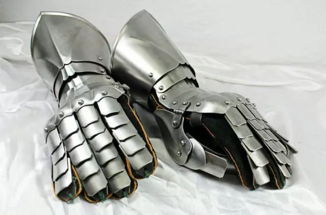 Medieval hand forged armored steel battle armour gauntlets hand  Crishmash Gift