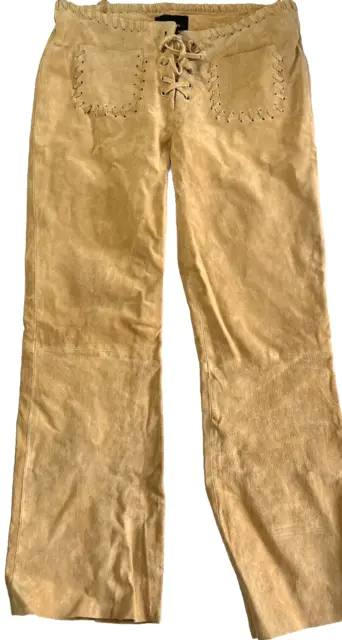 Jou Jou Suede Skins Pants Womens Size 5/6 Brown Tan 100% Leather Western Ranch