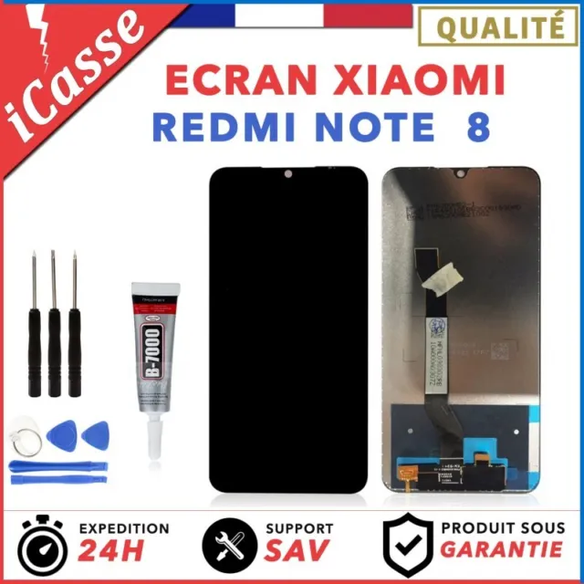 Ecran Lcd + Tactile Pour Xiaomi Redmi Note 8 Noir + Outils + Colle