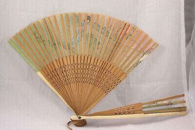 Small Japanese Folding Fan Bamboo - Silk Fan ファン Late 19. Century, Defect
