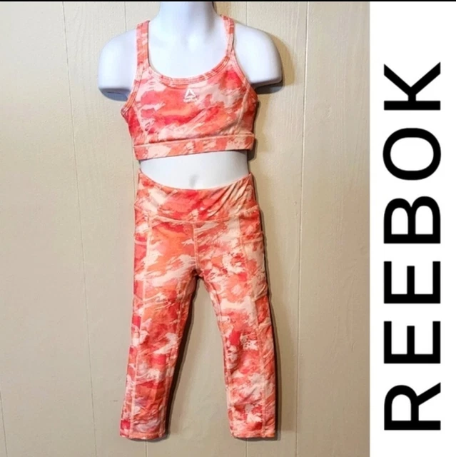 Reebok Pink White Workout Dance Athletic XS Size 4 - 5 2 Piece Outfit A34