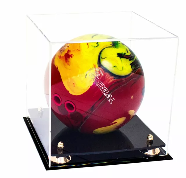 Bowling Ball Clear Acrylic Display Case with Gold Risers (A028-GR)