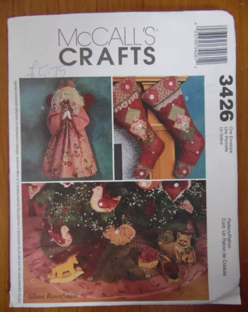 McCalls 3426 Sewing Pattern Crafts Christmas Stocking Tree Angel Bird ornaments